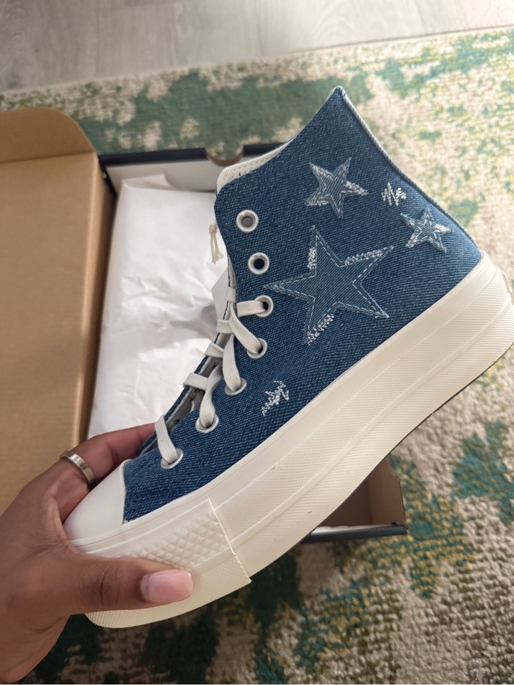 Women’s Converse High-Top Canvas Sneakers - Denim - Picture 2 of 5